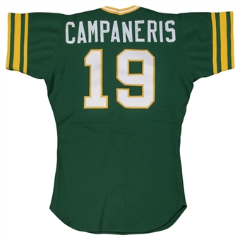 1975 Bert Campaneris Game Used Oakland As Green Alternate Jersey (MEARS A8)